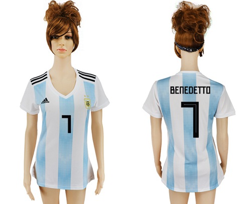 Women's Argentina #7 Benedetto Home Soccer Country Jersey - Click Image to Close